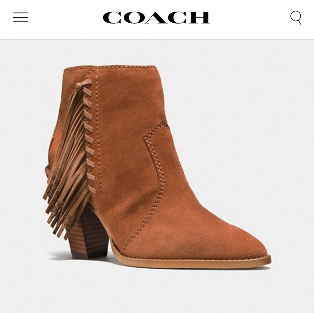 COACH Westyn Suede Bootie with Fringe